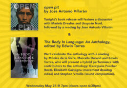 NYC: Launch for Jose Antonio Villarán’s Open Pit, co-feature of The Body in Language: An Anthology, Wed. May 25, 2022, 7pm