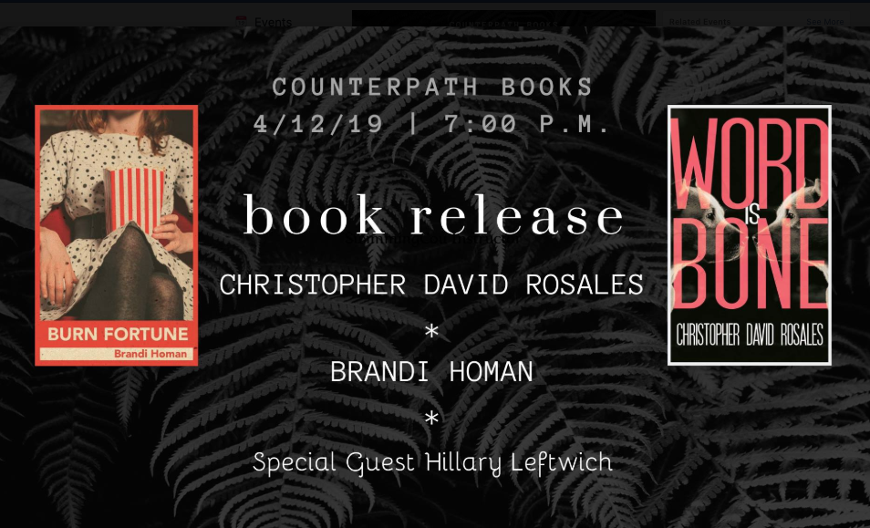 Brandi Homan, Christopher Rosales, and Hillary Leftwich, Friday, April 12, 2019, 7pm